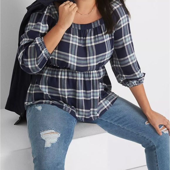 Lane Bryant Classic Medium-Sleeve Square-Neck Peplum Blouse - Picture 3 of 3